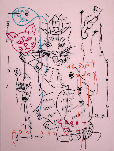 Lucky Cat van Tanja Hirschfeld, Textiel te koop op Singulart