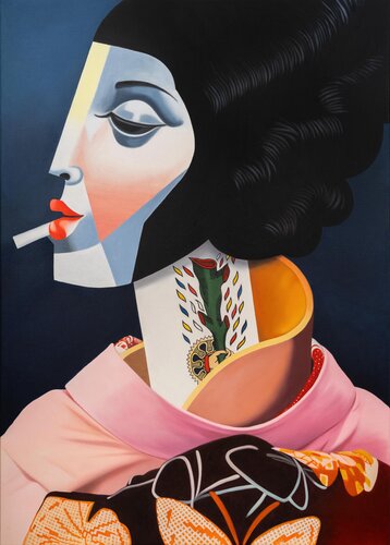 Asso di bastoni female van Tanja Hirschfeld, Schilderij te koop op Singulart