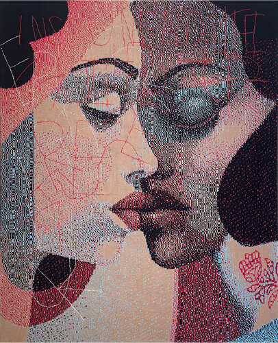 Culture Kiss knitted de Tanja Hirschfeld, Téxtil a la venta en Singulart