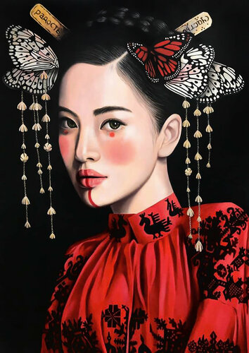 Madame Butterfly di Tanja Hirschfeld, Pittura in vendita su Singulart