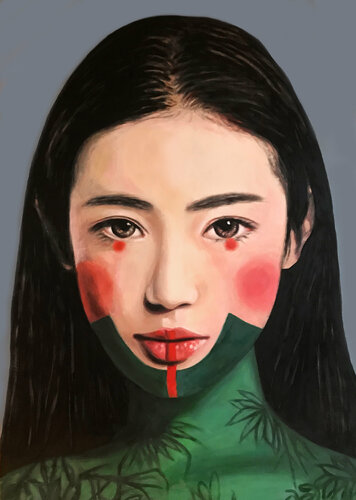 Red Dot Girl di Tanja Hirschfeld, Opera su carta in vendita su Singulart