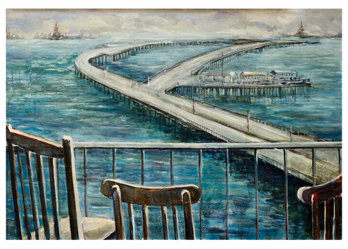 Caspian Sea View di Vusala Agharaziyeva, Pittura in vendita su Singulart