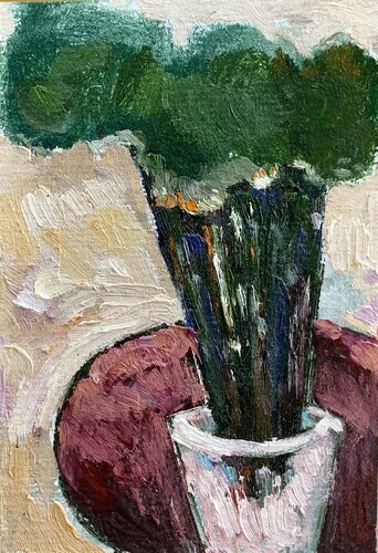 Green Still life di Vusala Agharaziyeva, Pittura in vendita su Singulart
