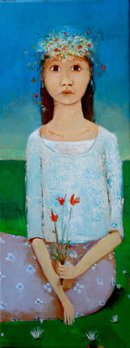 Jeune femmes dans le pré van Patrick Patrascu, Schilderij te koop op Singulart