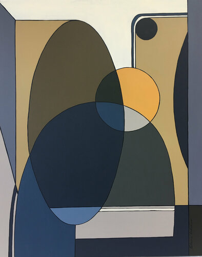 "Yellow & Blue" Abstraction  AG_55 di Tatiana Lebedev, Pittura in vendita su Singulart