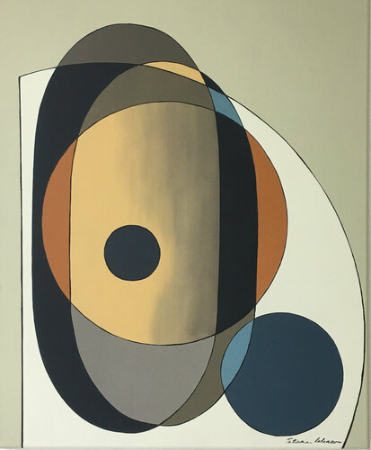 Abstraction  AG_75 "Composition avec un rond orange" par Tatiana Lebedev, Peinture en vente sur Singulart