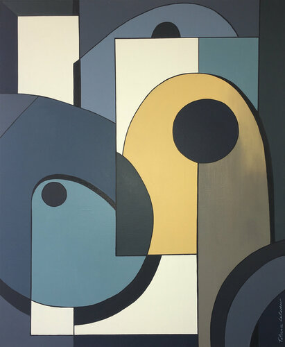 Abstraction  AG_79 "Composition Blue and yellow series " par Tatiana Lebedev, Peinture en vente sur Singulart