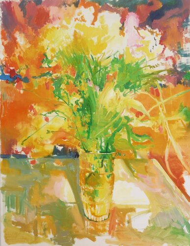 Yellow flowers von Riemer Den Ouden, Malerei kaufen auf Singulart