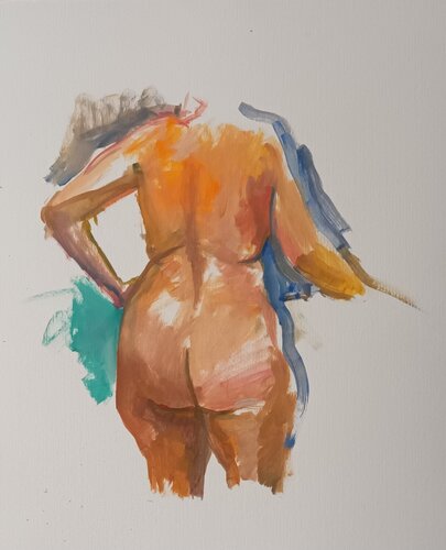 female standing back van Riemer Den Ouden, Schilderij te koop op Singulart