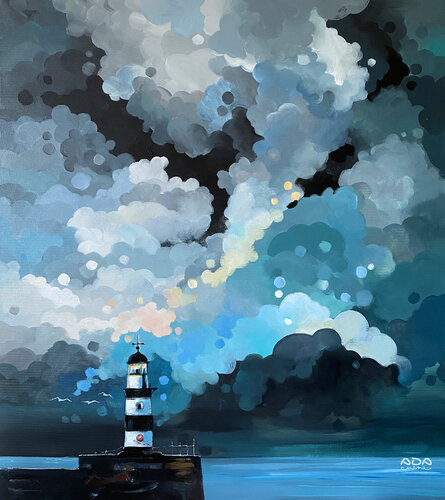Seaham Lighthouse di Ada Chini, Pittura in vendita su Singulart