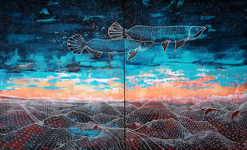 high swimming fish di Ada Chini, Pittura in vendita su Singulart