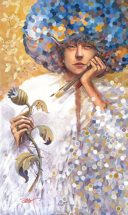 Autoritratto con fiore d'eringio Ada Chini