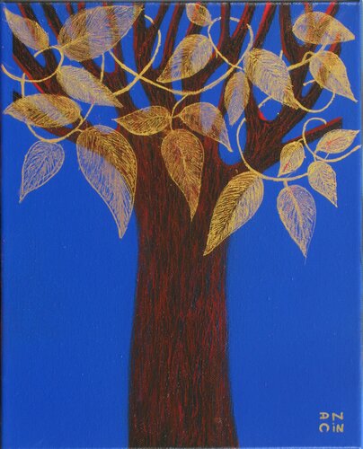 L'arbre aux feuilles d'or van Andrée Cazin, Schilderij te koop op Singulart