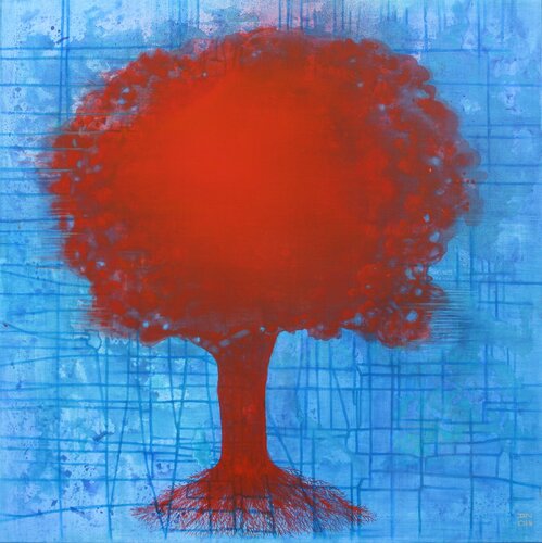 L'arbre rouge ou le sang de la terre von Andrée Cazin, Malerei kaufen auf Singulart