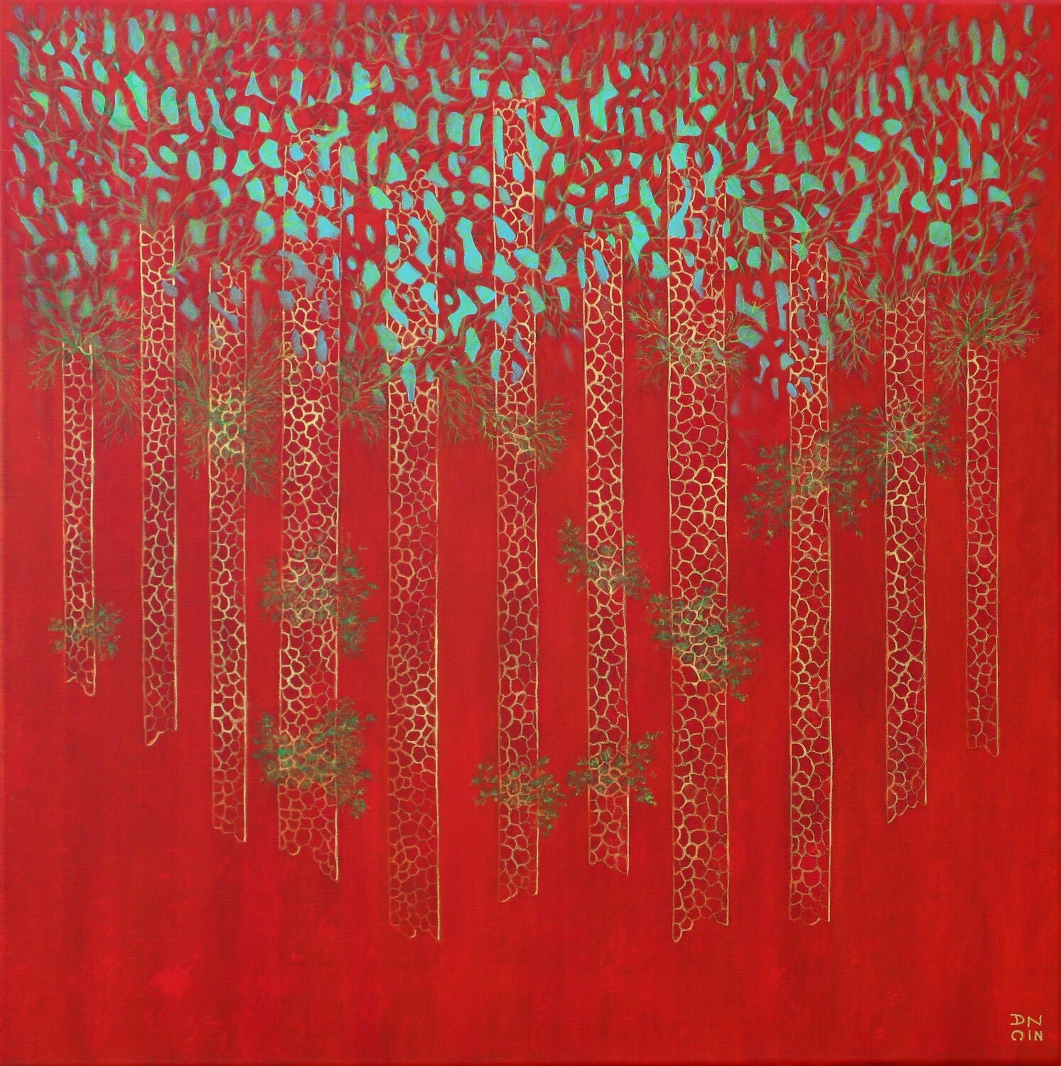 Impressions d'automne enrouge et or Andrée Cazin Originalgemälde zu verkaufen