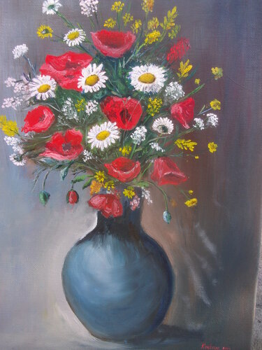Bouquet of field flowers de Dušan Kochan, Pintura a la venta en Singulart