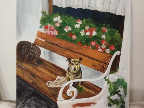 Ajax na lavičke de Dušan Kochan, Pintura a la venta en Singulart