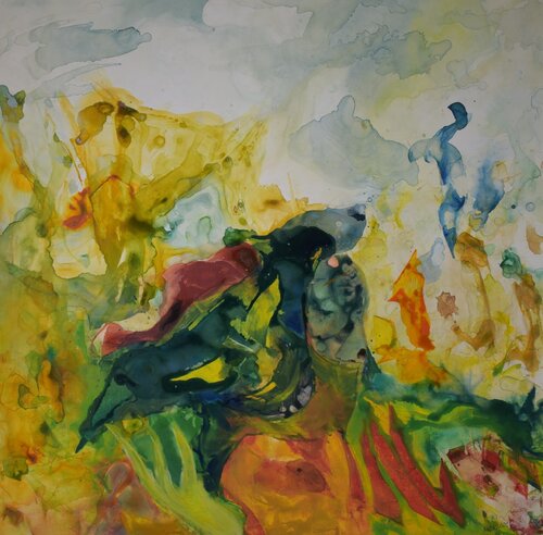 The green mask has fallen di Leszek Nowak, Pittura in vendita su Singulart