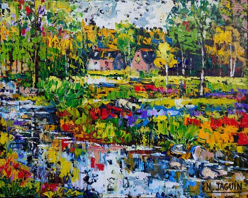 Balade à la campagne par Nathalie Jaguin, Peinture en vente sur Singulart