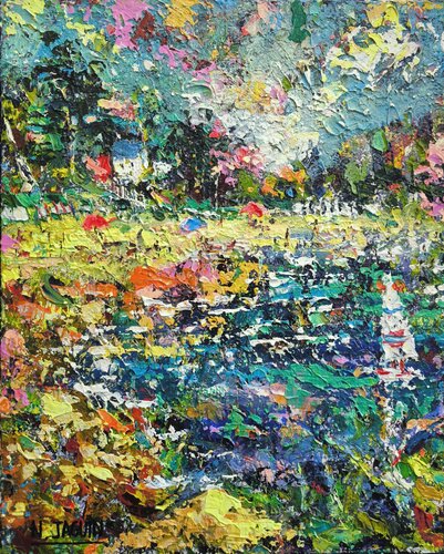 Le Bonheur bleu 13 di Nathalie Jaguin, Pittura in vendita su Singulart