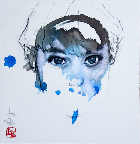 Fayoum Gamine bleue van Laurent Bergues, Tekening te koop op Singulart