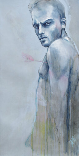 Saint Sébastien bleu van Laurent Bergues, Schilderij te koop op Singulart