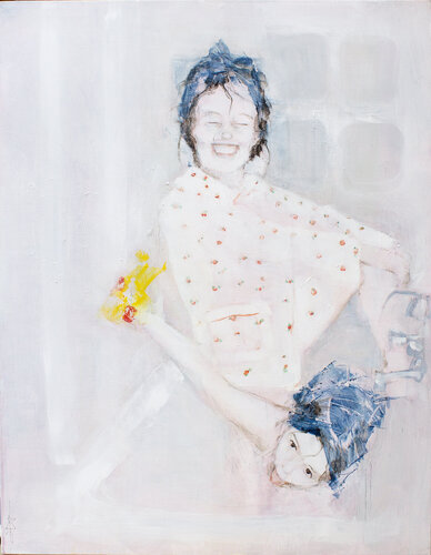 y a t il un pilote dans la baignoire di Laurent Bergues, Pittura in vendita su Singulart