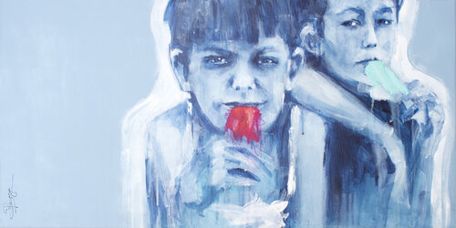 Les glaces à l'eau - the ice cream van Laurent Bergues, Schilderij te koop op Singulart