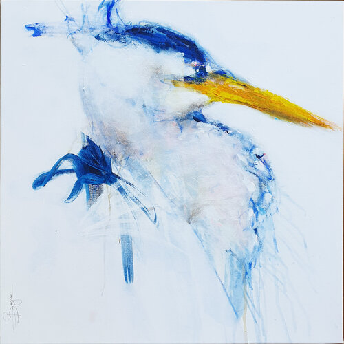Héron by Laurent Bergues, Painting for Sale on Singulart