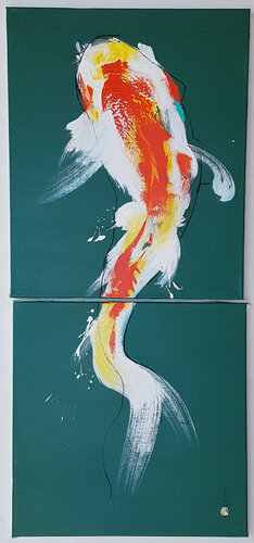 Carpe Koi di Laurent Bergues, Pittura in vendita su Singulart