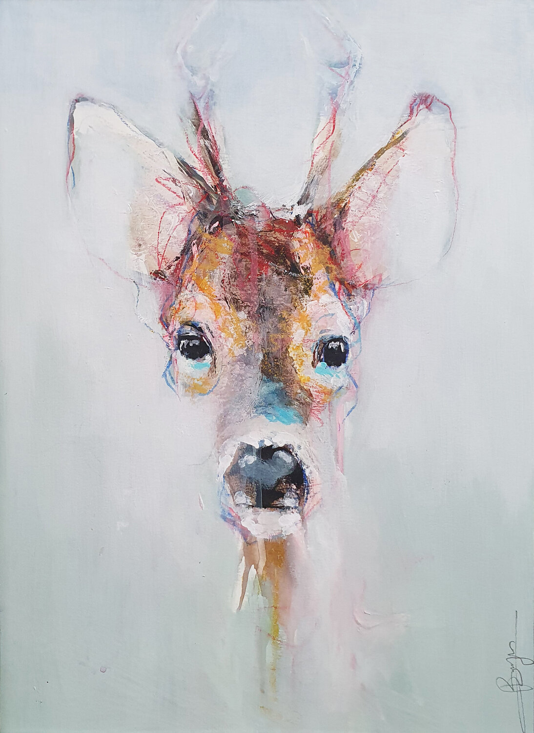 chevreuil Laurent Bergues Original painting for sale