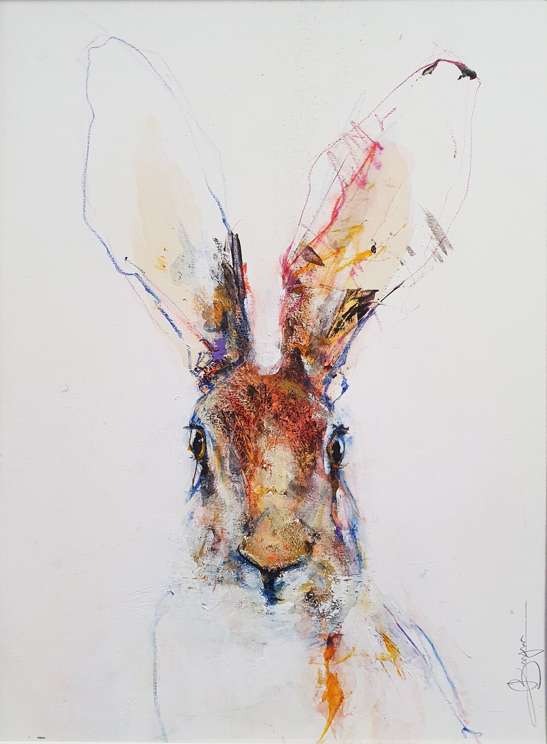 Portrait de lièvre Laurent Bergues Pintura original en venta