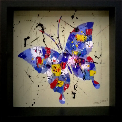 Abstrait Papillon Bleu van Patrick Salamone, Schilderij te koop op Singulart