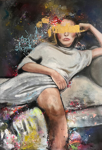 Too much shopping in St.Tropez van Astrid Stöfhas, Schilderij te koop op Singulart