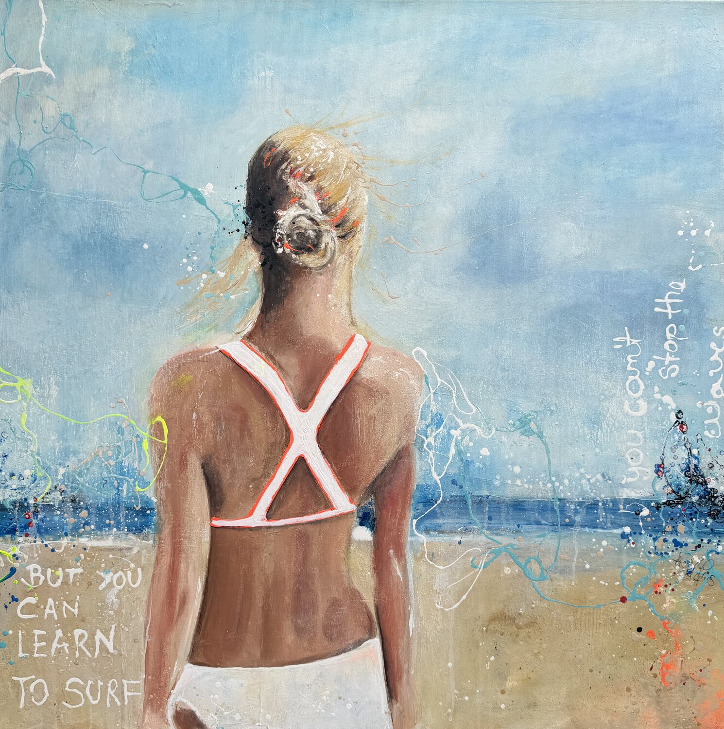 Learn to surf Astrid Stöfhas Original painting for sale