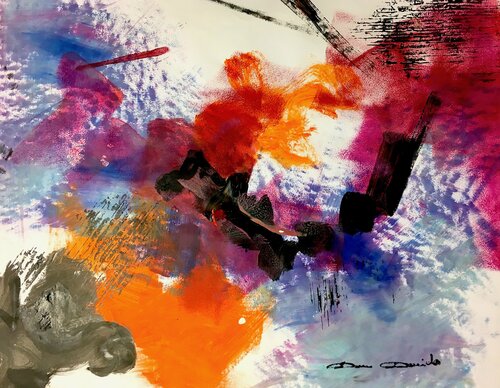 Bleu et orange by Dam Domido, 종이 for Sale on Singulart