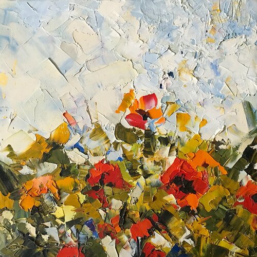 Poppies in the air di Dam Domido, Pittura in vendita su Singulart