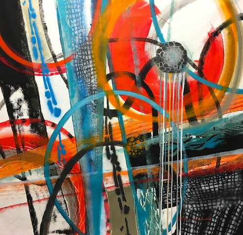Colorfull abstraction van Dam Domido, Schilderij te koop op Singulart