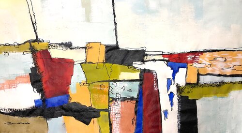 Ces pierres sur nos chemins, avec lesquelles on bâtit des forteresses di Dam Domido, Pittura in vendita su Singulart