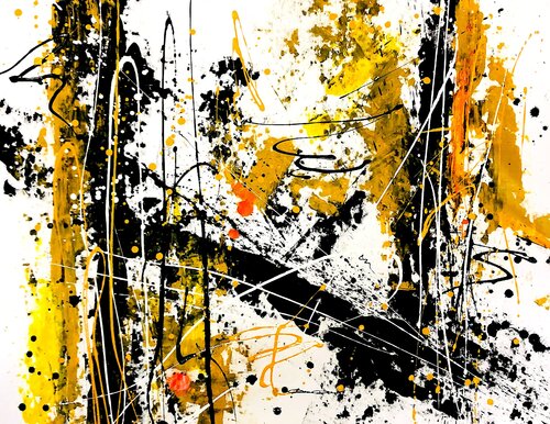 Yellow dripping van Dam Domido, Schilderij te koop op Singulart