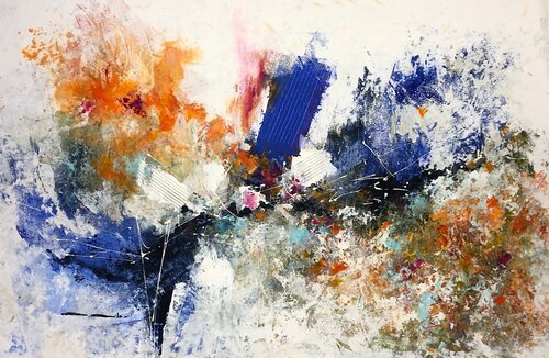Nouvel horizon bleu van Dam Domido, Schilderij te koop op Singulart