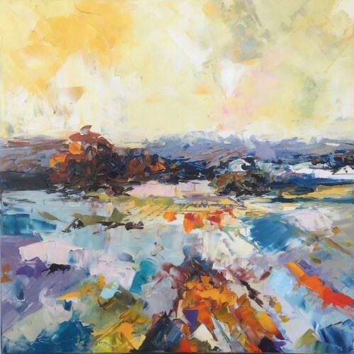 Morning light on lavenders van Dam Domido, Schilderij te koop op Singulart