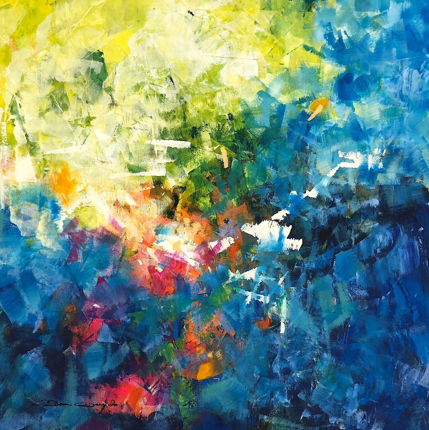 Le bord de l'étang, au printemps Dam Domido Originalgemälde zu verkaufen