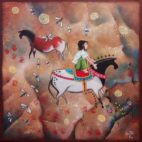 Chevaucher à travers le temps par Veronique Peytour, Peinture en vente sur Singulart