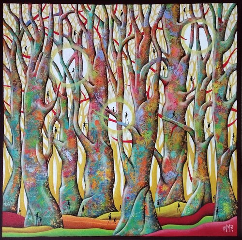 Bienvenue chez les arbres by Veronique Peytour, 油畫 for Sale on Singulart