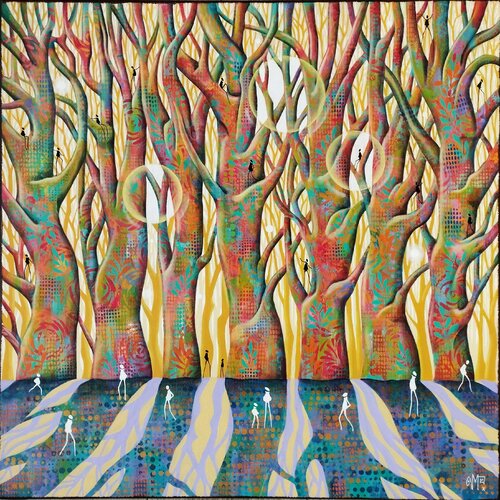 Bienvenue chez les arbres 2 di Veronique Peytour, Pittura in vendita su Singulart