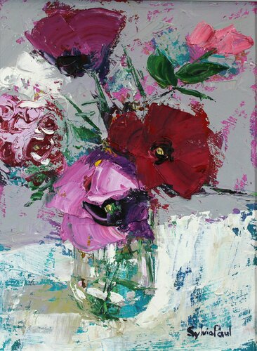 Summer Posy with Poppies di Sylvia Paul, Pittura in vendita su Singulart