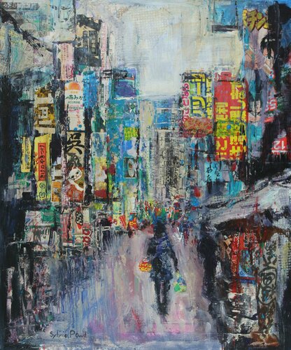 Tokyo Street Scene di Sylvia Paul, Pittura in vendita su Singulart