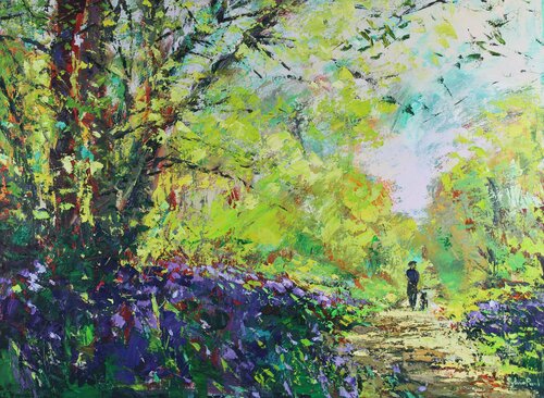 Walking Through Bluebells di Sylvia Paul, Pittura in vendita su Singulart