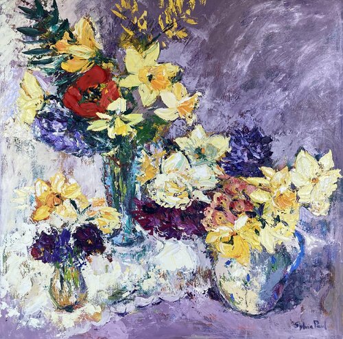 Delightful Spring Flowers di Sylvia Paul, Pittura in vendita su Singulart